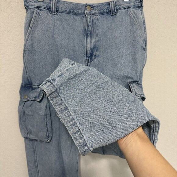 Madewell‎ Low Rise Straight Cargo Blue Jeans Coleman Wash Womens Size 28 Pockets - Picture 10 of 13